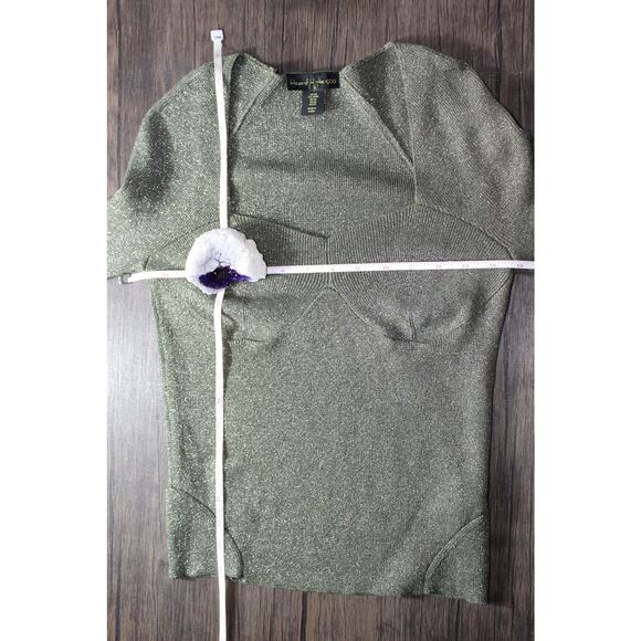 House of Harlow 1960 Sparkle Long Sleeve Bodice Top Sweater Disco Goth Medium - Picture 8 of 13